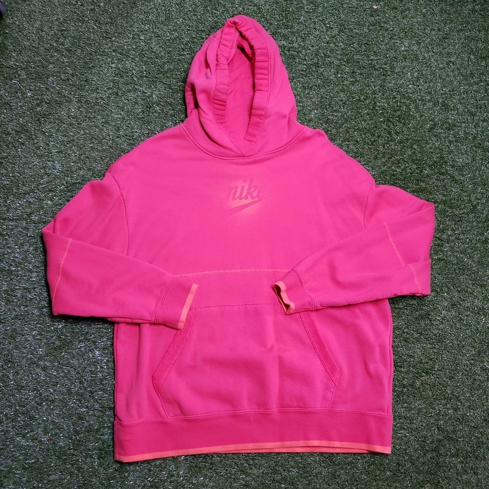 Nike Hoodie Mens Large Red Pink Magic Ember Club Pullover Fleece Sweatshirt H1